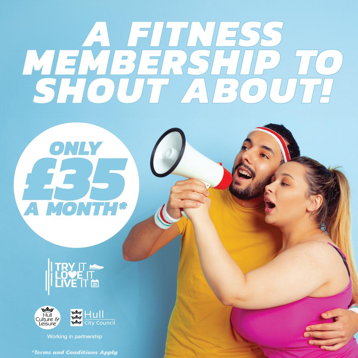 A fitness membership to shout about! Adult membership from £35