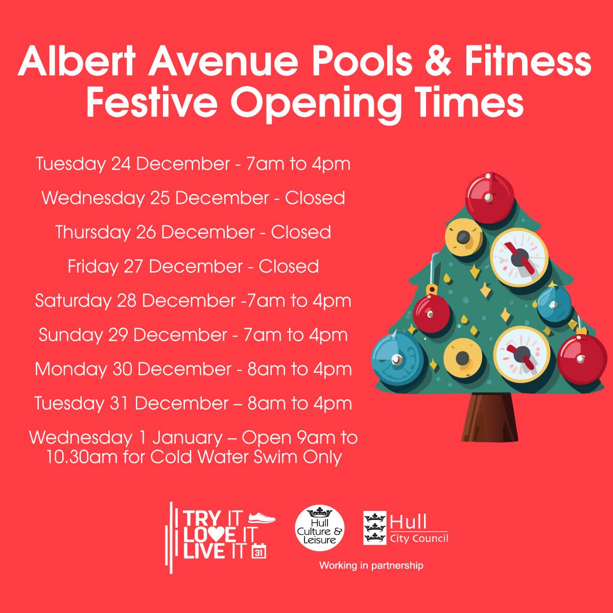 Image of the Christmas opening times at Albert Avenue Pools